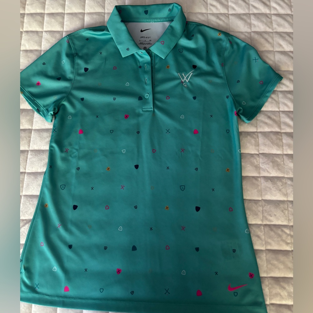 Nike Women’s Turquoise Polo with Colorful Accents Golf Small NWOT